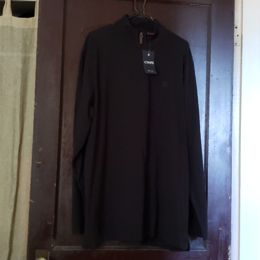 Men's big and tall mock neck zippered pullover.